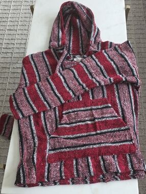 Olania Outdoors Striped Hooded Pullover - Red, Black & White